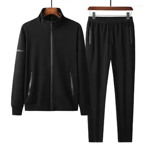 Homens Tracksuits Primavera Outono Homens Tracksuit Jogger Casual Define Mens Sportswear Cor Sólida Zipper Jacket Pant Two Piece Set Roupas