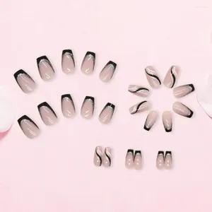 Falska naglar komplimanger för manikyr fashionabla svart glitter falska lim säkra mångsidiga nagelplattor snygga Europa förenade