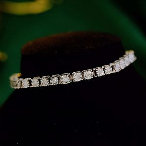 Square Chain 4 Claw Settinh With Full Diamond 18k gold tennis diamond bracelet For Women