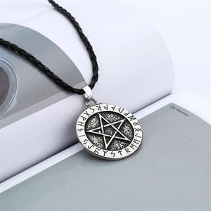 Utsökta hängsmycken halsband stora rune nordisk choker viking pentagram hänge smycken halsband pentagram wiccan hednisk norrn Norse335e