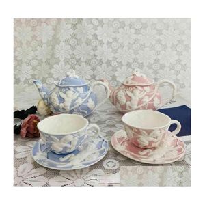 Zestawy do herbaty kawy Europejski styl Puchar luksus wytłoczony Piękny ceramiczny popołudniowy czajniczka prosta highend set9010908 upuść zależność dhw8v