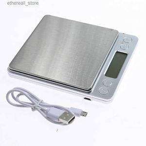 Balança de cozinha para banheiro Carregamento USB 3kg / 0,1 500g / 0,01 Mini precisão LCD Balança eletrônica de cozinha digital Balança de peso Chá para cozimento Bateria de lítio Q231020