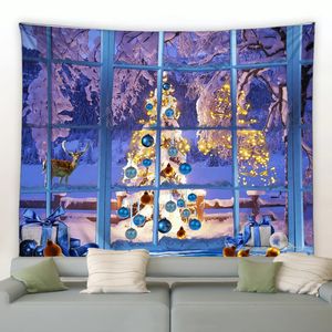 Tapeçarias Retro Natal Tapeçaria Inverno Neve Xmas Árvore Floresta Natural Paisagem Feriado Ano Home Dorm Decor Wall Pendurado 231019