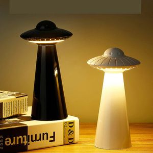 Lampor nyanser UFO Night Light Dimble Reading Desk Lamp Bedside Lighting Baby Light USB RECHARGEABLE HOME DUMITORY DECED COOL Födelsedagspresent 231019