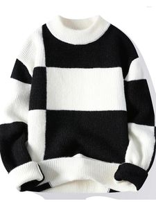 Мужские свитера 2023, осень-зима, вязаные пуловеры, мужские повседневные модные круглые воротники, контрастные цвета, хлопковые трикотажные изделия A280