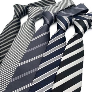 Gravatas de pescoço atacado 8cm gravata masculina clássica para homem casamento negócios listras listradas jacquard gravata ascot acessórios 231019