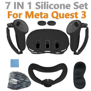 VR AR Meta Quest 3 Silikon Koruyucu Kabuk 7 için Accessorise 7 İçinde 1 Set Kontrolör Kavrama Kapağı Yüz Kılıfı Lens CAP OCULUS VR Aksesuarları 231019