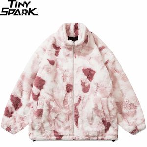 Kurtki męskie Hip Hop Streetwear Płaszcz Płaszcz Rabbit Rabbit Fur Fur Harajuku Casual Jacket Men Men Winter Jacket Zip Up Otwear Gruby różowy 231020