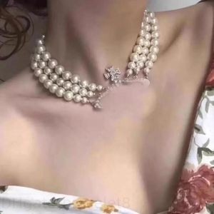 Designer Multilayer Pearl Rhinestone Luxury Orbit Halsband ClaVicle Chain Chain Baroque Pearl Halsband Kvinnor Wedding Party Halsband Hög quatily smyckespresent
