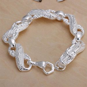 regalo Bracciale Big White Dragon in argento 925 - Uomo DFMCH036 nuovissimo argento sterling 925 placcato a catena con maglie bra195F