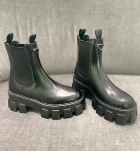 Inverno de luxo monolith mulheres tornozelo botas chunky combate boot lug soles preto escovado couro festa casamento senhora motocicleta botas desconto calçado