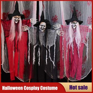 Cosplay Halloween Horror Decoration Hanging Ghost Mummy Skull Hooded Gauze Witch Spooky Props Haunted House Party Cosplay Decor Pendant