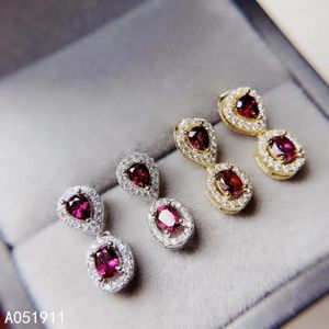 Brincos KJJEAXCMY Fine Jewelry Natural Garnet 925 Sterling Silver Mulheres Ear Studs Suporte Teste Clássico