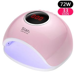 Nagelorter Star 5 Yrke 72W UV LED -nagellampa Nagelgeltork för dubbel ljus Torkande Gel Polish Nail Lampe Smart Manicure Tool 231020