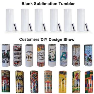 US CA Stock DHL 20oz tumbler sublimation blanks slim thermos water bottles insulated car mugs outdoor camping cup 1017