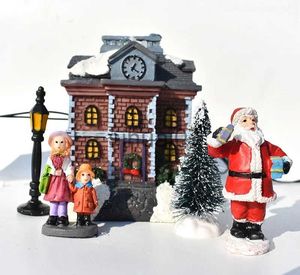 クリスマスの装飾10枚のクリスマスイルミネートコテージ小さな家クリスマスツリーディスプレイクリスマスデコレーションサンタクロースセットギフトx1020