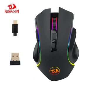 Myszy ładowne bezprzewodowe i USB przewodowe myszy ergonomiczne myszy gier 8 przycisków RGB Podświetlenie 4000 DPI dla komputera laptopowego Pro Gamer 231020