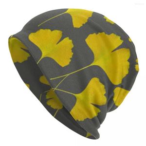 Berets outono inverno gorro chapéu fino malha ginkgo biloba beanies quente bonnet unisex multifuncional cobertura boné