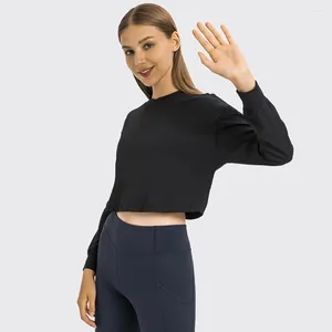 Aktywne koszule NWT 2023 Kobiety zwykły mięsień koszulę z długimi rękawami Lekka ekipa Pullover Sexy TEE Athletic Naked Fabric