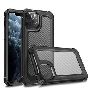 Capa à prova de choque de fibra de carbono de grau militar para iPhone 15 14 13 12 11 Pro Max XS XR X Plus Samsung S22 S21 Ultra Hard Back Soft TPU Capa protetora para telefone