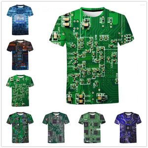 Erkek Tişörtleri Devre Board Desen 3D Yaz Baskılı T-Shirt Yaratıcı Sıradan Elektronik Çip Kısa Kol Harajuku Sokak Hip Hop Üst
