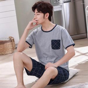 Men's Sleepwear Korean Fashion Homewear Cotton Pajamas Set Sleeping Tops Shorts 2 Pieces/set Man Home Clothes Pijama Hombre