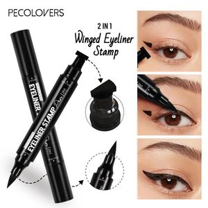 Eye Shadowliner Combination Big Seal Stamp Liquid Eyeliner penna vattentät snabb torr svart foderpenna med kosmetisk dubbelad 231020