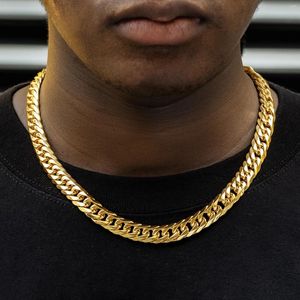 Correntes 18K banhado a ouro Mens Curb Cuban Link Chain Colares 316L Pulseira de Aço Inoxidável Hip Hop Jóias Presentes