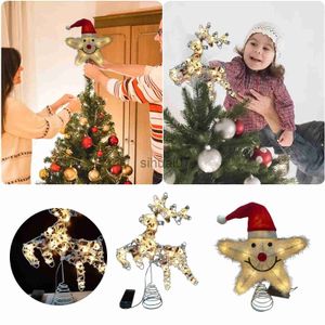 Decorazioni natalizie Puntale per albero di Natale Stella LED Ornamenti natalizi Luce fata Puntale per albero di Natale Decorazioni luminose Decorazioni per Capodanno Natal Noel x1020