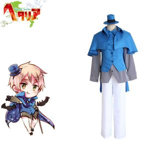 cosplay APH Axis Powers Hetal Arthur Kirkland Regno Unito Cosplay Anime giapponese Set completo per la festa di Halloween Costumi blu e bianchicosplay