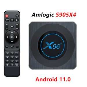 X96 x4 amlogic s905x4 android 11.0 caixa de tv 4gb + 64gb wifi 1000m lan inteligente rgb luz media player 8k conjunto inteligente caixas superiores