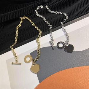 Luxur Designer Fashion Necklace Choker Chain 925 Silver Plated 18k Gold Plated rostfritt stål Letterhänge Halsband för kvinnor203m