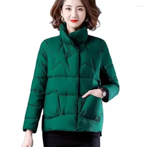 Abrigos de trinchera para mujer Chaqueta de invierno Mujeres Collar de soporte Sólido Verde Femenino Abrigo de abajo suelto de gran tamaño para mujer Parka Plus Tamaño M-5XL