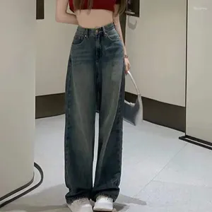 Frauen Jeans XPQBB American Vintage Denimhose Frauen Streetwear Baggy gerade Y2K für Frauen mit hoher Temperatur mit weitem Bein 2024