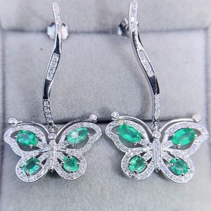 Kolczyki Dangle Style Butterfly Upuść Naturalne Szmaragd 925 srebrne srebrne 0,35ct 4pcs 0,25ct kamień szlachetny biżuteria J23855