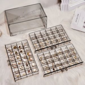 Schmuckschatullen Modische dreischichtige Box Transparent Schwarz Große Kapazität Kunststoffaufbewahrung Damen Jewerly 231019