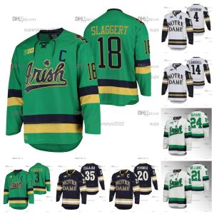 CUSTOM Notre Dame Fighting Irish NCAA Hockey Jersey 24 Drew Bavaro Nick Leivermann Adam Karashik Brady Bjork Trevor Janicke Jack Williams Fi