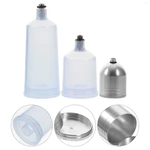 Dinnerware Sets 3 Pcs Airbrush Replacement Pot Clear Glass Bottles Paint Jar Dismountable Empty Portion Metal