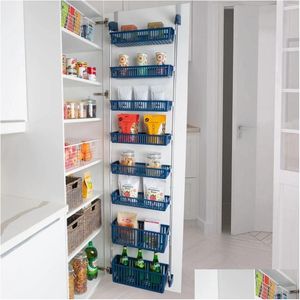 Storage Boxes Bins Navy Over-The-Door 8-Tier Pantry Organizer With 2 Deep 6 Fl Baskets Drop Delivery Home Garden Housekee Organizat Dh2On