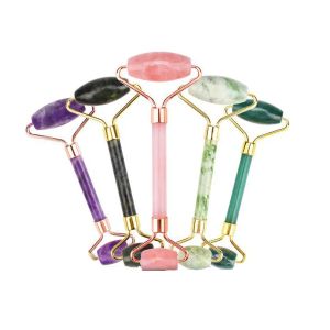 Jade Roller Massager Party Favor Natural Crystal Stone Face Gua Sha Tools Creative Gift Supplies LL