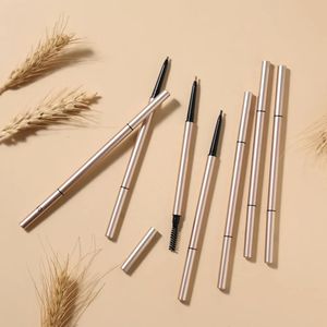 Eyebrow Enhancers Private Label Eyebrow Pencil Custom Bulk White Gold Tube Double Head Ultra-fine Lasting Waterproof Sweat-proof Pigment Makeup 231020