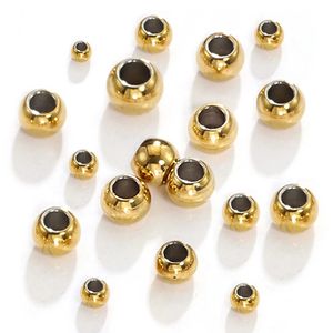 Other 100pcs 28mm Stainless Steel Gold Color Spacer Beads Charm Loose Bead DIY Bracelets Necklace for Jewelry Making Charms 231020