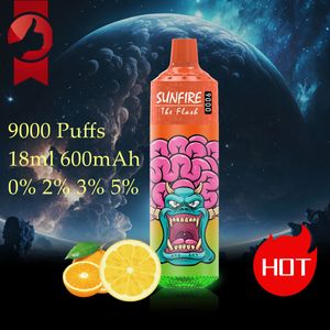 China Sunfire 9000puffs使い捨てeタバコポッドデバイスキット充電式バッテリー18mlプレフィルドポッドVape Big Puff 8k 9k 10k 12k vs RNM Vapes 9000 10000 12000パフ