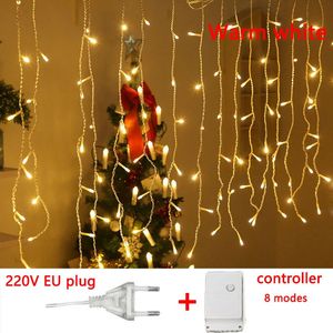 Christmas Decorations EUUS LED Even Height Curtain Icicle String Lights Garden Garland Outdoor Eaves Street Mall Decorative Fairy 231019