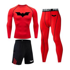 Roupa interior térmica masculina marca conjunto de manga longa tshirt leggings 3 peças conjunto de johns comprimidos vermelho 231020