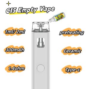 トップImini使い捨てベイプペン1ml 2ml空の充電式デバイス厚いオイル300mahバッテリーエクイグ視覚タンクポッドとクリスタルパッケージング