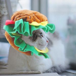 犬アパレルペットの誕生日冬の帽子ドレスアップヘッドドレスかわいいHソフトと居心地の良いハンバーガーの形状ヘッドギアヘッドバンド