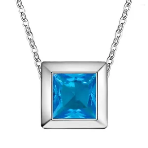 Anhänger Halsketten Großhandel Charme Silber Farbe Anhänger Für Frauen Halskette Dame Mode Schmuck Buch Intarsien Blauen Stein AN582