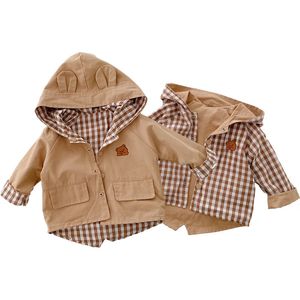 Casaco Primavera Bebê Crianças Casacos Urso Dos Desenhos Animados Dupla Face Jaquetas Com Capuz Meninas Meninos Algodão Casual Crianças Windbreaker Outerwear 0-6Y 231020