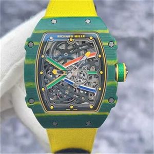 Richarmill Mechanical Automatic Watches Luxury Wristwatches Swiss Watch Series Mens RM6702 Green Red Blue Track Green Carbon Fiber WN-ROH0